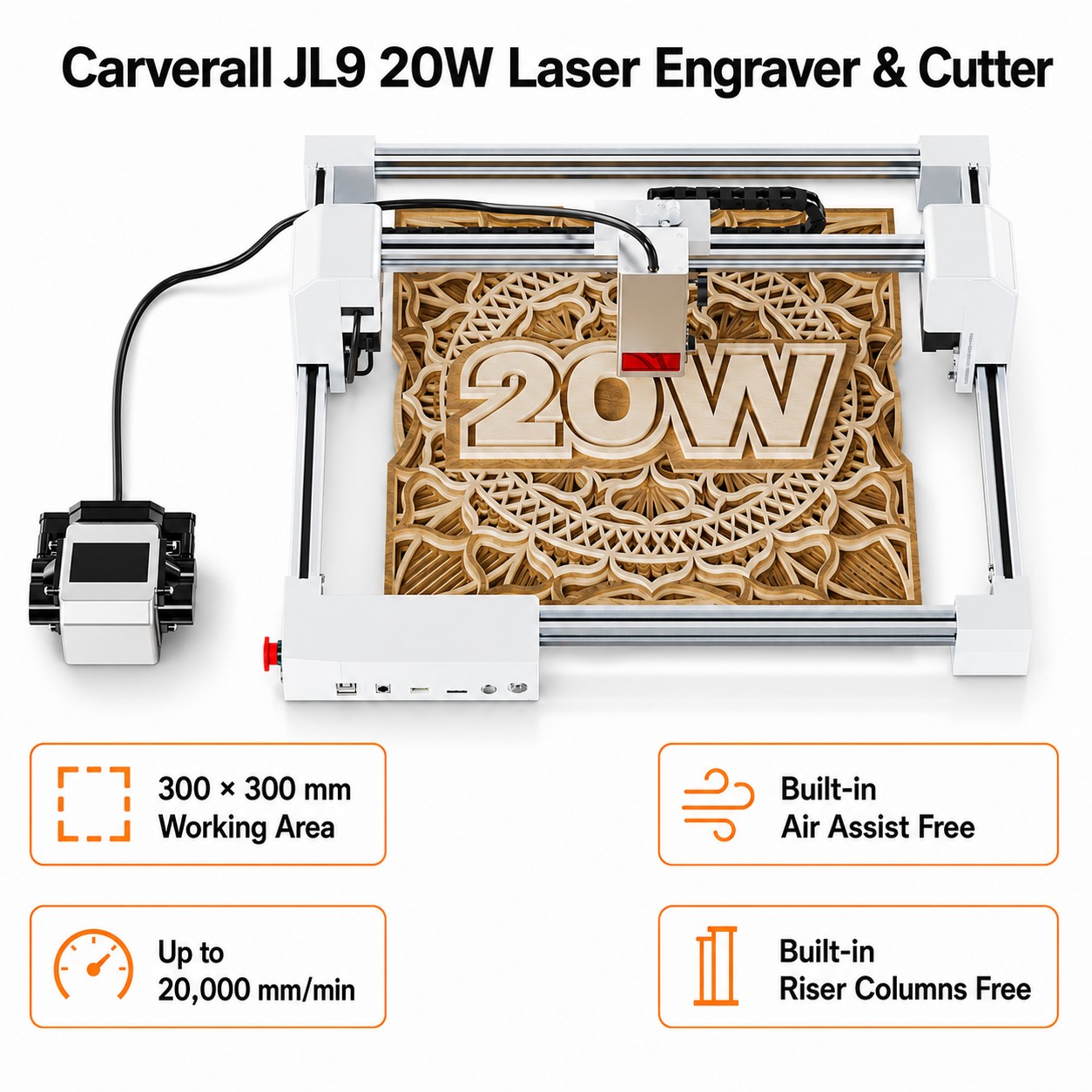 Industrial Laser Technology - Carverall JL9 20W Lazer Gravür Kesici,