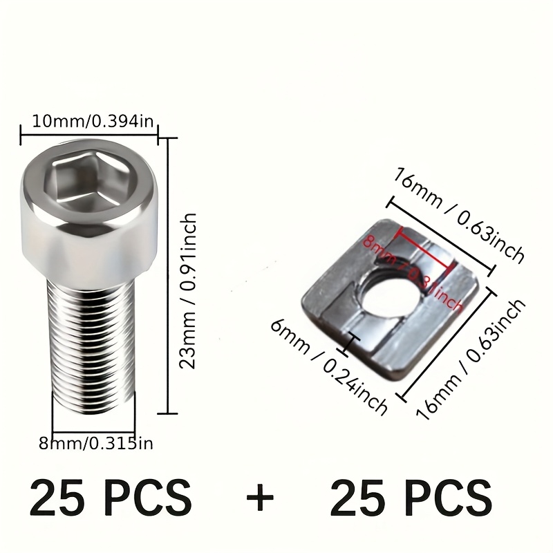 25 Set Çelik Set M8 T-Slot Som - Aluminum T-Slot Profile incelemesi ve fiyatı