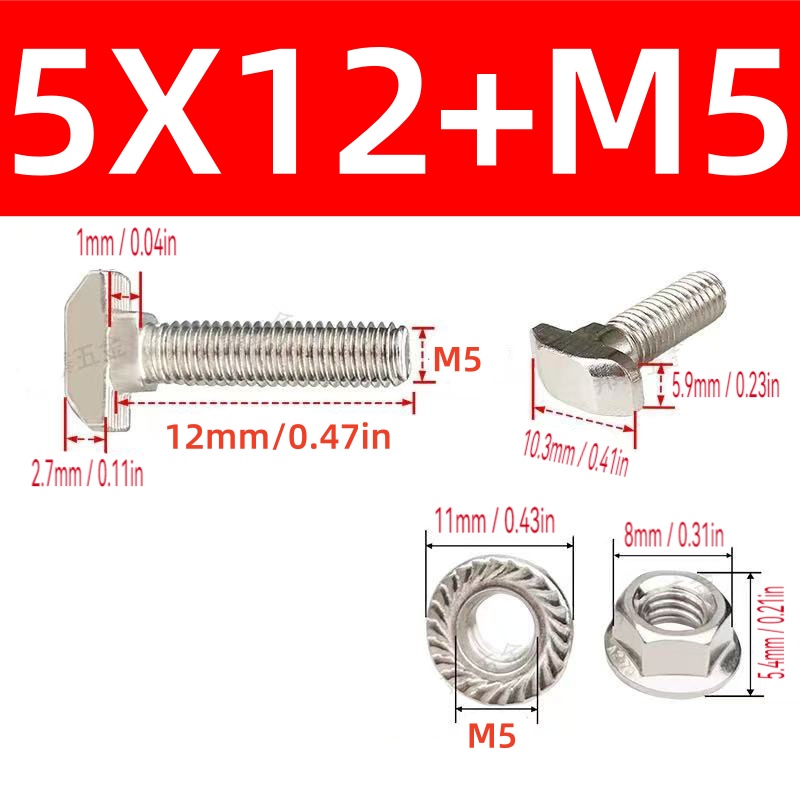 10 Takım M5 T Cıvata Vida ve A - Aluminum T-Slot Profile incelemesi ve fiyatı